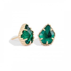 Tessa Stud Earrings in Emerald Glass
